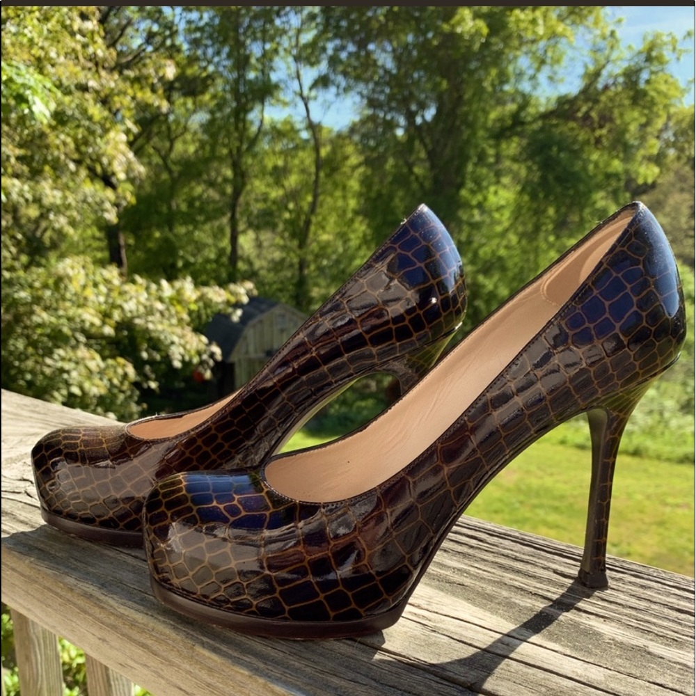 *FIRM* YSL Tribtoo 105 Brown Crocodile size 38.5